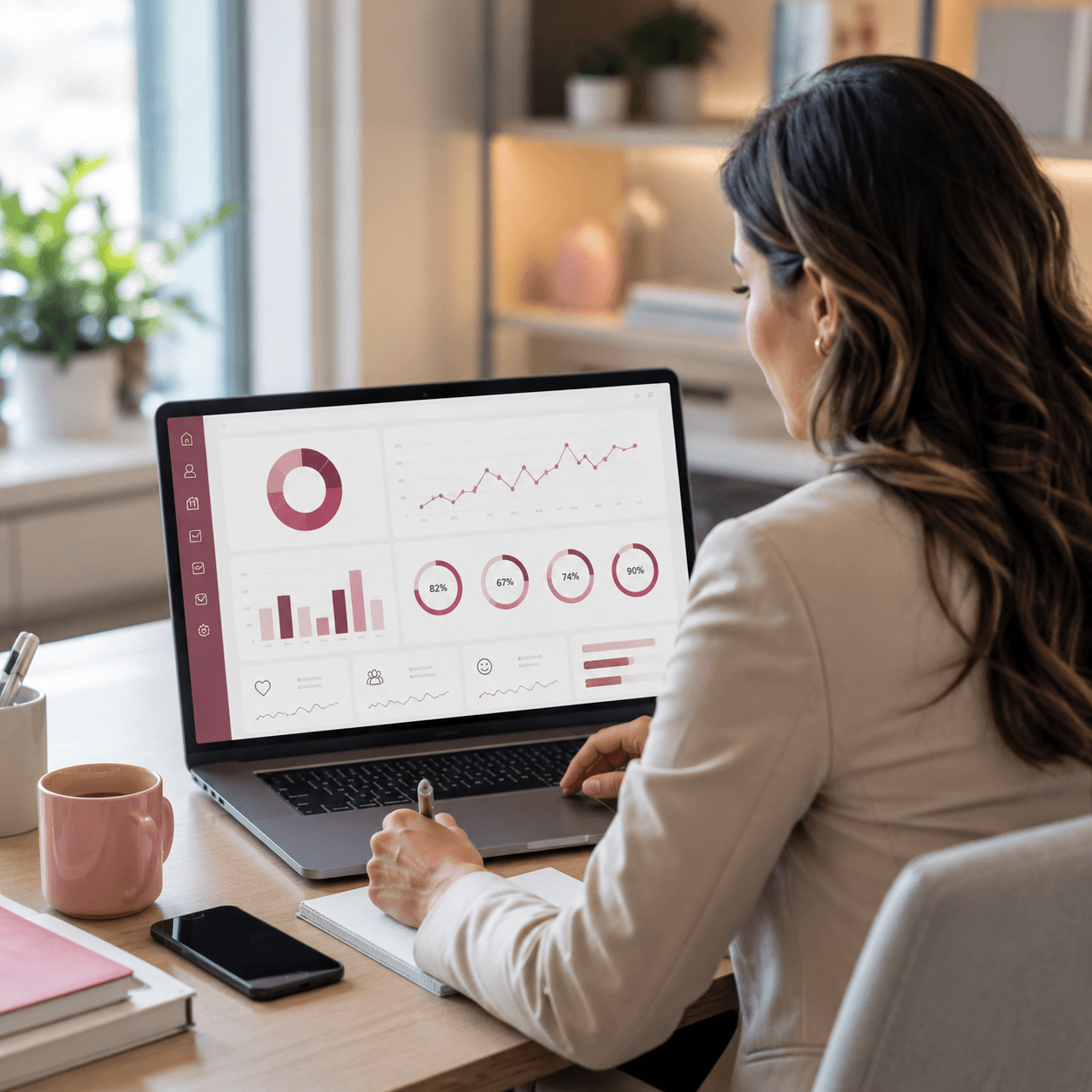 Profissional de RH acompanhando indicadores de bem-estar da equipe