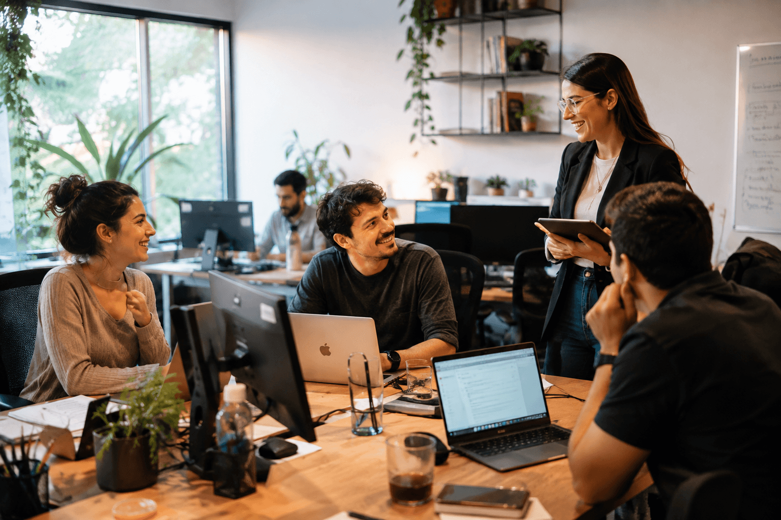 Equipe de RH revisando indicadores de bem-estar da organização